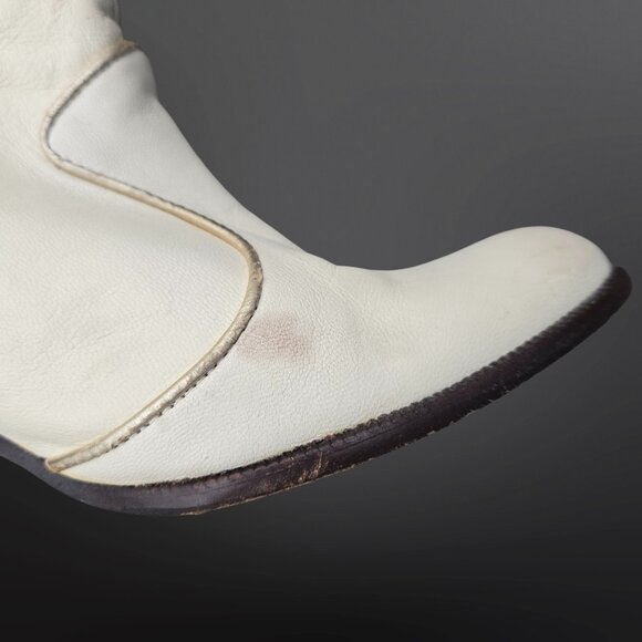 Y2K Miss Sixty Western Ankle Boots Size 40 US 9 Off White Leather Indie Sleaze - Picture 9 of 16